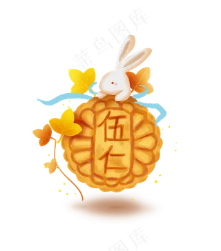 中秋节玉兔和月饼,免抠元素