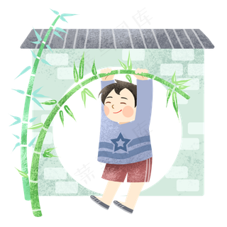 清明节玩耍的小男孩