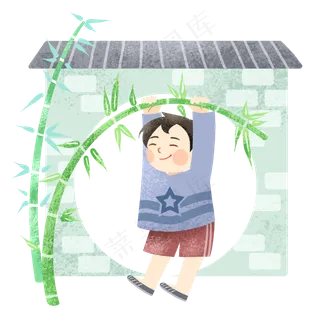 清明节玩耍的小男孩