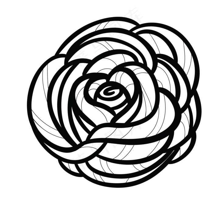 黑色卡通玫瑰免抠图(2083X2083(DPI:300))psd模版下载