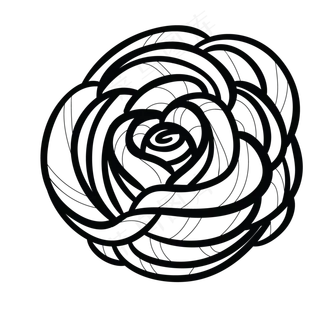 黑色卡通玫瑰免抠图