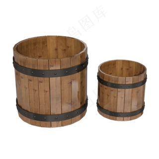 实木铁箍泡脚木桶,免抠元素