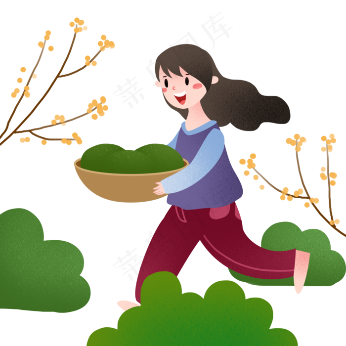 清明节青团女孩(2000X2000(DPI:299))psd模版下载