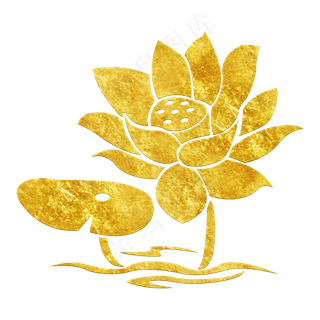 中国风传统烫金鲜花花纹装饰图之,免抠元素