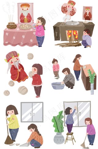 小年二十三祭拜灶王爷,免抠元素