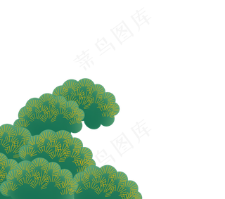 绿金配色中国风松树