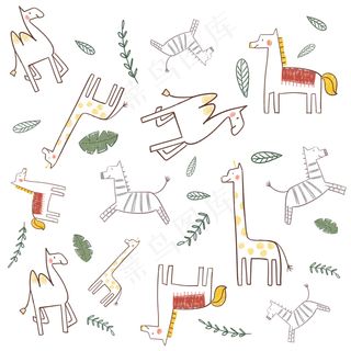 卡通迷你印花图案,免抠元素