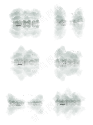 国画手绘风意境水墨山水元素