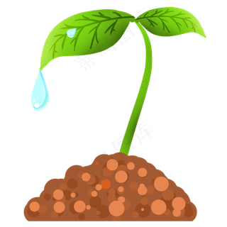 24节气雨水春天小草发芽,免抠元素