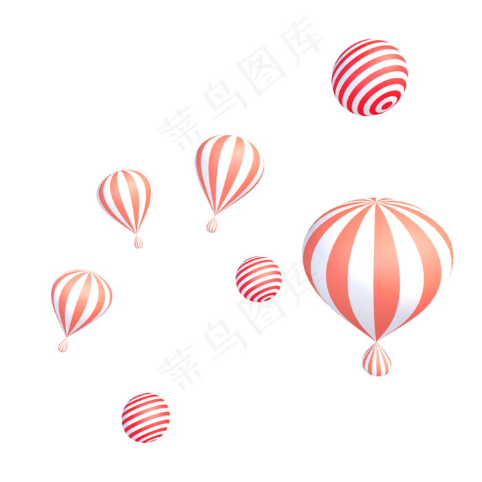 3D热气球节日气球,免抠元素