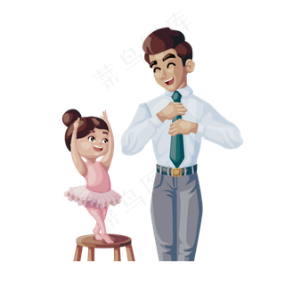卡通可爱的父女矢量素材
