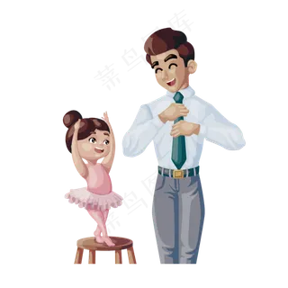 卡通可爱的父女矢量素材