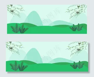 春天踏青旅游卡通绿色banner