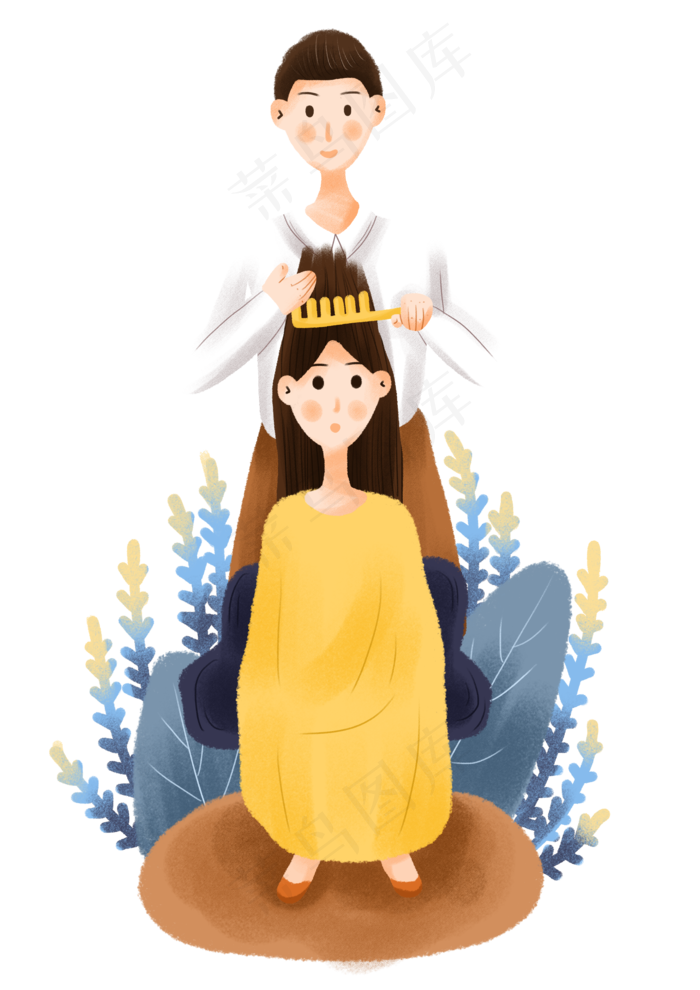 龙抬头剪头发镜子被理发小女孩,免抠元素