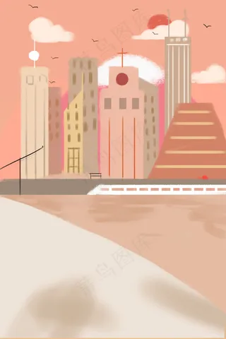 红色的建筑楼盘免抠图