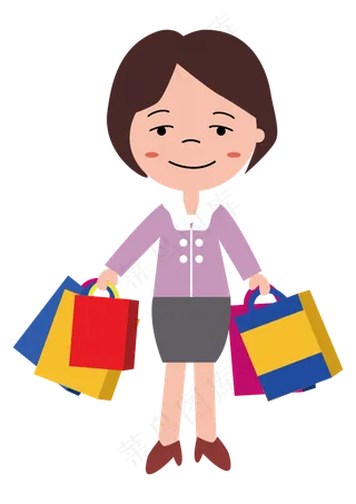 妇女节年货节扁平化母亲购物可爱,免抠元素