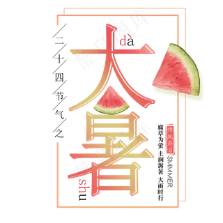二十四节气大暑艺术字免扣PNG