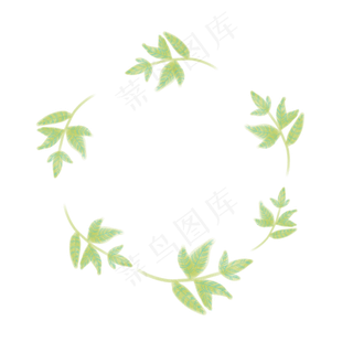 卡通绿色的叶子圆环免抠图