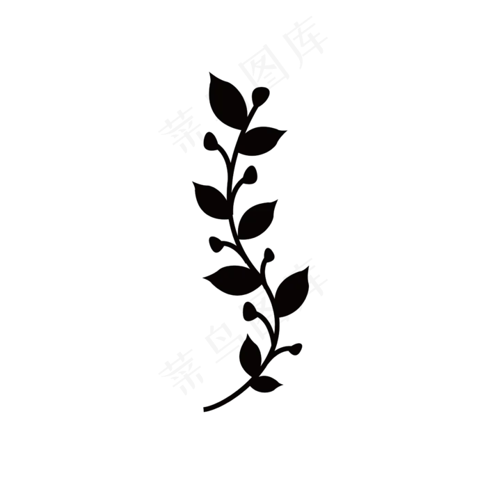 水墨简笔小草枝叶剪影(2362*2362px 72 dpi )