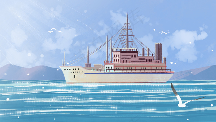 交通工具之海上轮船风景(2880*1620px 300 dpi )psd模版下载