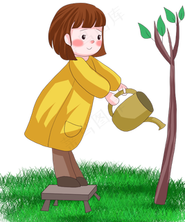 植树节绿意盎然卡通劳动人物