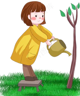 植树节绿意盎然卡通劳动人物