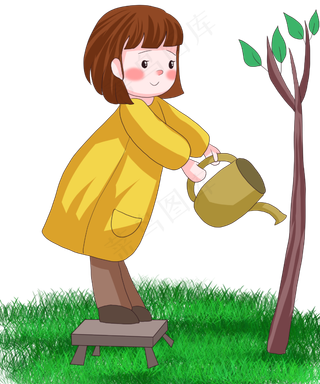 植树节绿意盎然卡通劳动人物