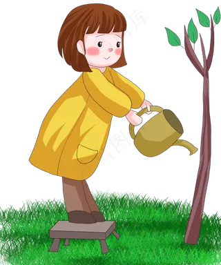 植树节绿意盎然卡通劳动人物