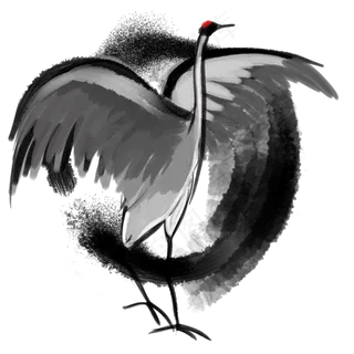 水墨清明节仙鹤装饰图案