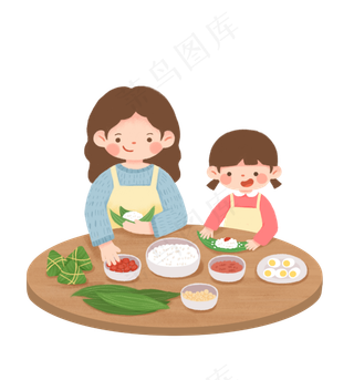 端午节习俗包粽子