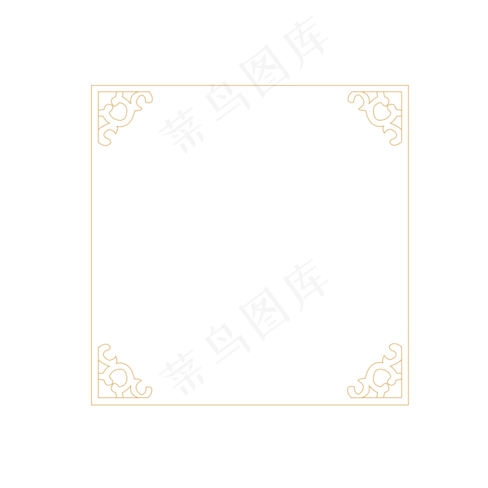 欧式金色正方形花纹边框,免抠元素(2000X2000(DPI:300))psd模版下载
