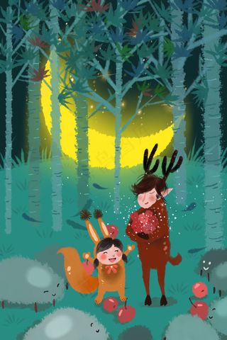 蓝色系卡通手绘风儿童节配图