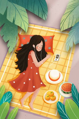 夏日午后女孩休息打盹