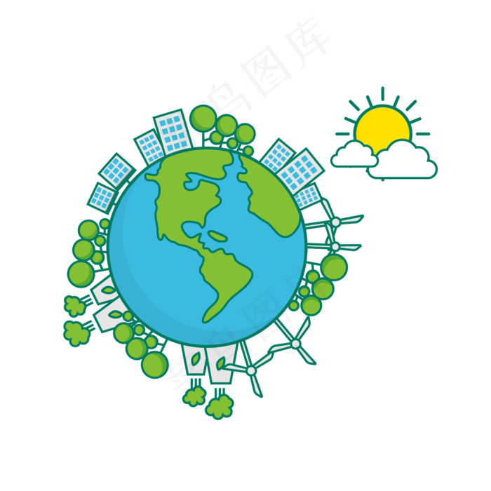 卡通世界地球日矢量图片