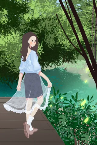 夏天出游湖水森林