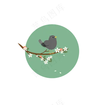 春天枝头上的小鸟,免抠元素