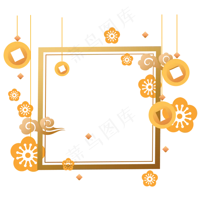 金色鼠年新年边框,免抠元素