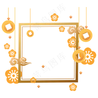金色鼠年新年边框,免抠元素