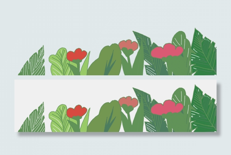 手绘绿色底部装饰叶子小草banner