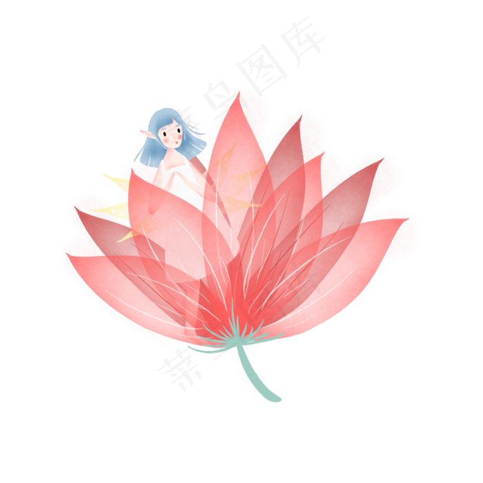 红色花朵里的小精灵