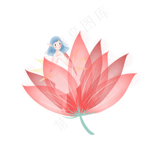 红色花朵里的小精灵