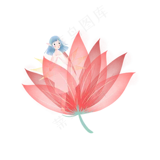 红色花朵里的小精灵