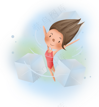 夏季游泳的儿童,免抠元素