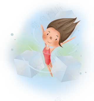 夏季游泳的儿童,免抠元素