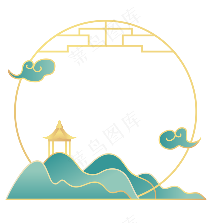 新中式山水风景边框(2000X2000(DPI:300))ai矢量模版下载