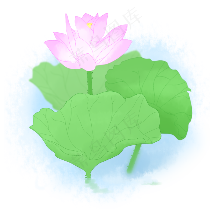 小清新荷花装饰(2000X2000(DPI:299))psd模版下载