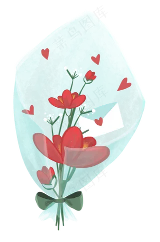 教师节鲜花感谢信手绘,免抠元素