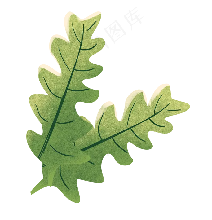 手绘卡通西瓜藤叶子免扣元素