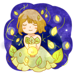 世界地球日节能灯泡少女png