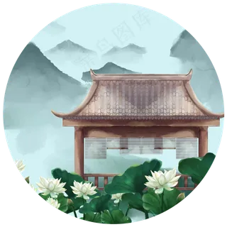 白莲水榭厅堂古风建筑